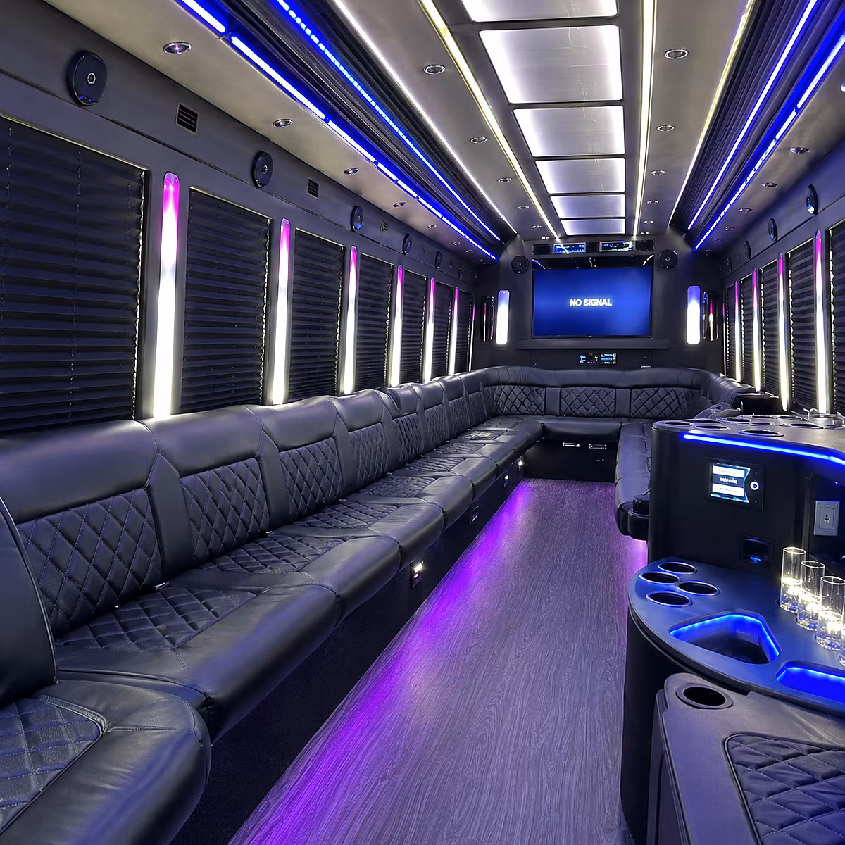 san bernardino 30 passenger party bus inside