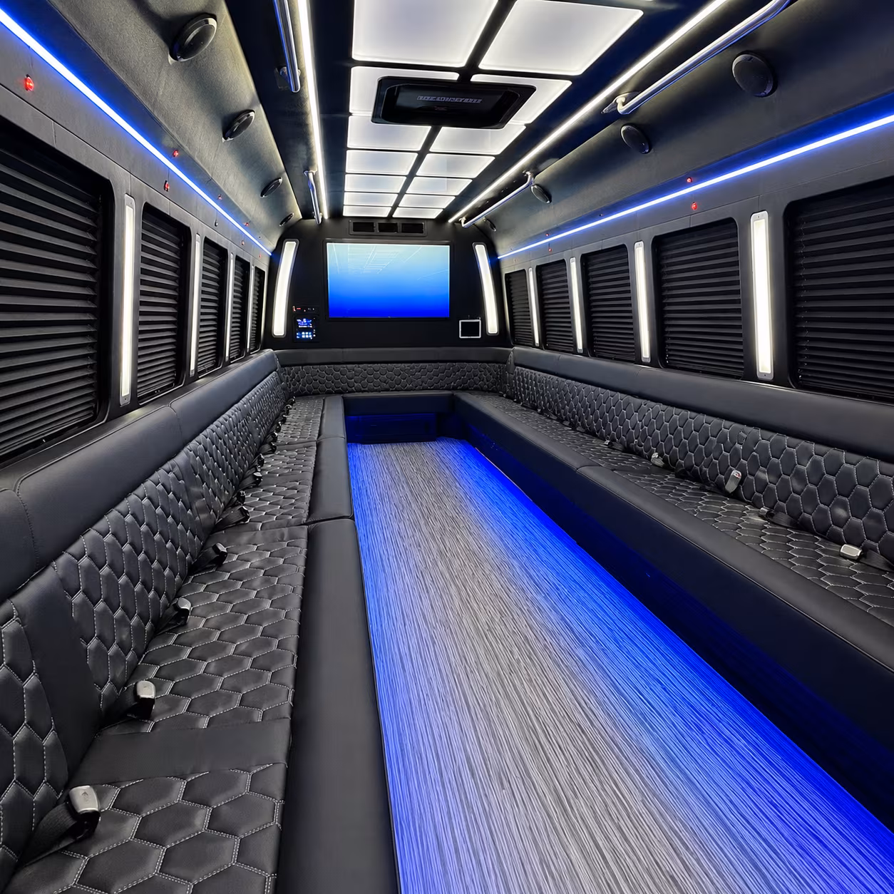 san bernardino 50 passenger party bus inside