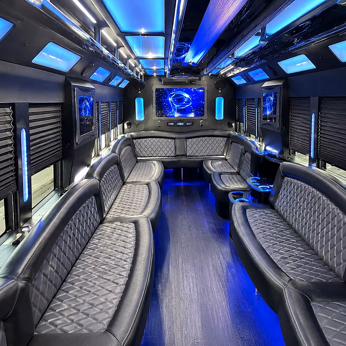 san bernardino 50 passenger party bus interior